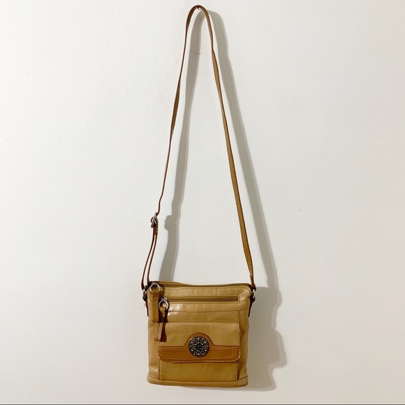 Giani Bernini Leather Convertible Crossbody Shoulder Bag Croc Embossed Trim - Picture 3 of 16